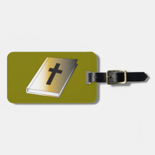 Étiquette À Bagage Sainte Bible dorée avec croix noire religieuse