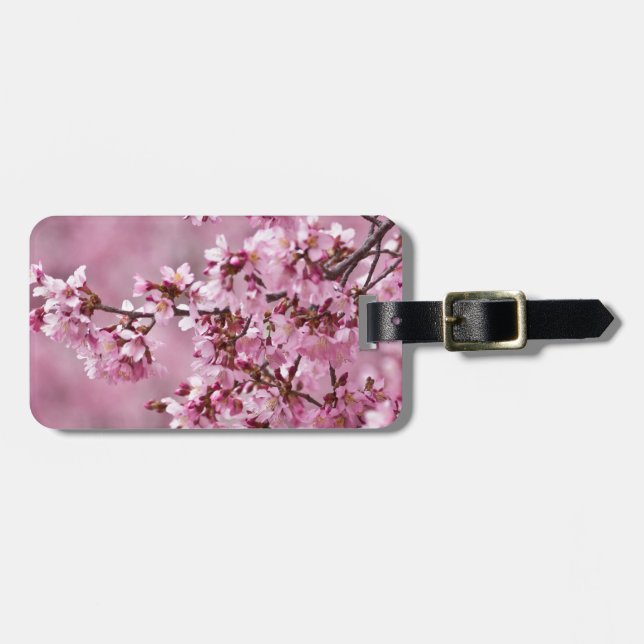 Étiquette À Bagage Sakura Cherry Blossoms Pastel Pink Layers (Devant horizontal)
