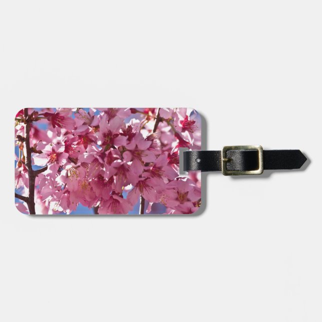 Étiquette À Bagage Sakura Cherry Blossoms Red Stars (Devant horizontal)