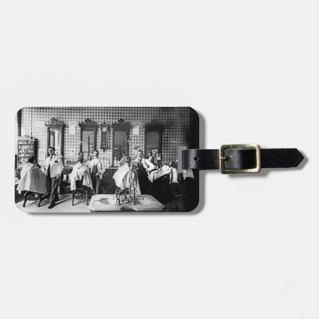 Étiquette À Bagage Salon de coiffure des hommes des années 1890 (Devant horizontal)
