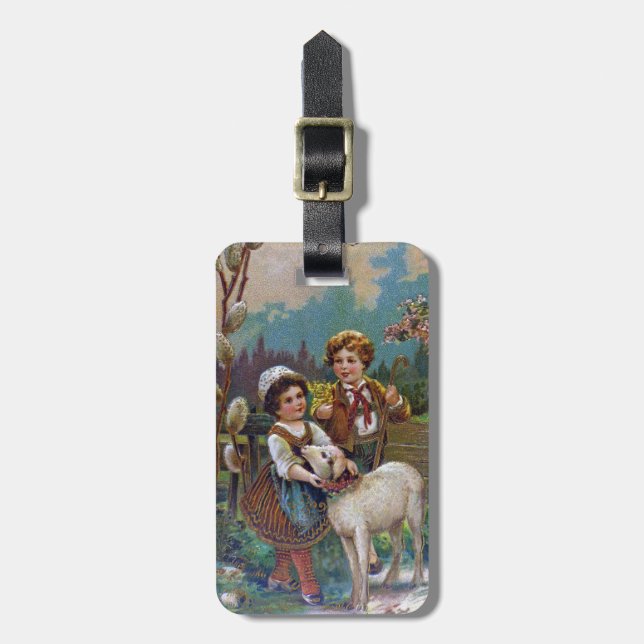 Étiquette À Bagage Salutations de Pâques 1908 (Devant Vertical)