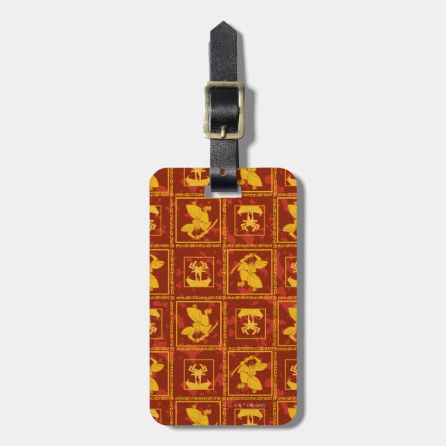 Étiquette À Bagage Samurai Jack & Aku Golden Silhouette Motif (Devant Vertical)