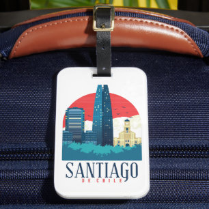 Étiquette À Bagage Santiago du Chili Vintage Skyline Photo