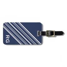 Sapphire foncé Monogramme à rayures bleu et blanc