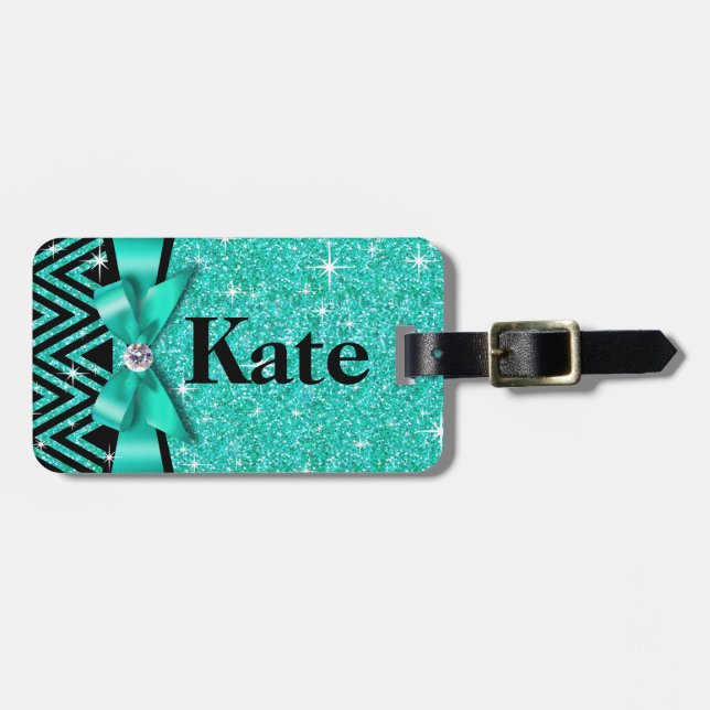 Étiquette À Bagage Sarcelle d'hiver de l'arc | de diamant de Chevron (Devant horizontal)