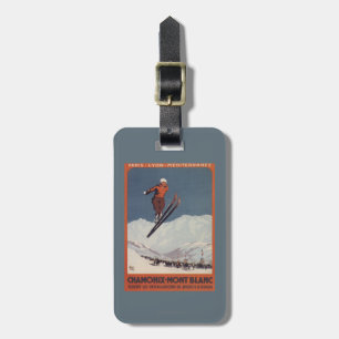 Étiquette À Bagage Saut à skis - affiche olympique de promo de PLM