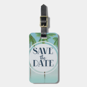 Étiquette À Bagage Sauvegarder la date Palmiers Tropicaux Vintage