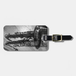 Étiquette À Bagage Saxophone locor noir et blanc personnalisable