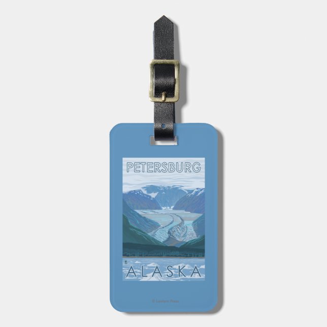 Étiquette À Bagage Scène de glacier - Pétersbourg, Alaska (Devant Vertical)