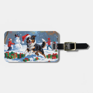 Étiquette À Bagage Scène de Noël australienne Kelpie