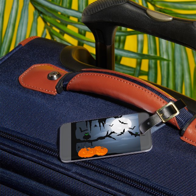 Étiquette À Bagage Scène nocturne d'Halloween éffrayante (Créateur téléchargé)