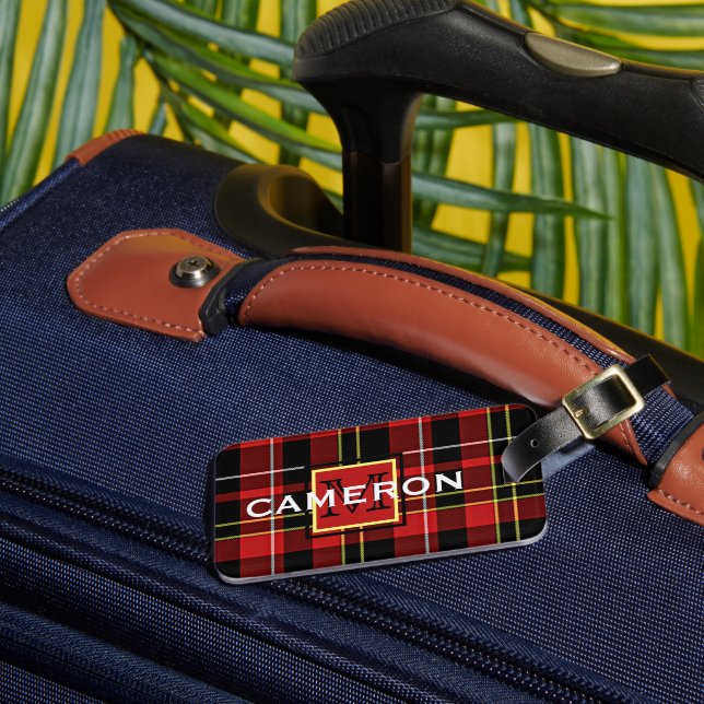 Étiquette À Bagage Scots personnalisés Rouge Noir Jaune Blanc Tartan  (Insitu Rectoal 3)