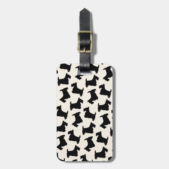 Étiquette À Bagage Scottish Terrier Scottie Motif de chien noir (Devant Vertical)