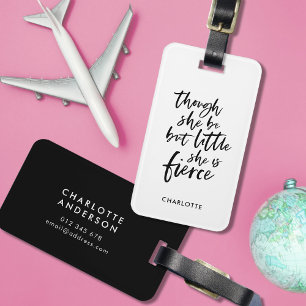 Étiquette À Bagage Script blanc et noir Petit mais Shakespeare en fer