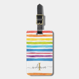 Étiquette À Bagage Script de bande d'aquarelle personnalisé