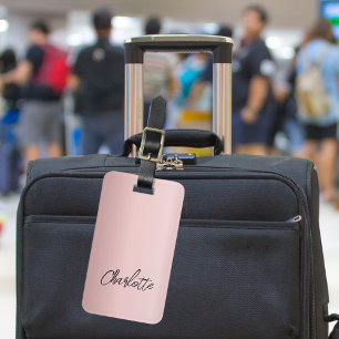 Étiquette À Bagage Script de nom rose Dusty