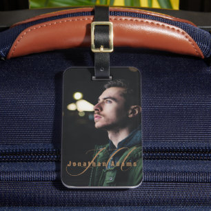 Étiquette À Bagage Script moderne Monogramme photo complète