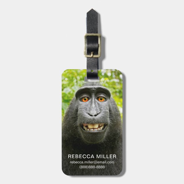 Étiquette À Bagage Selfie singe (Devant Vertical)