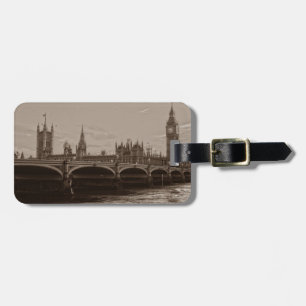 Étiquette À Bagage Sepia Big Ben Tower Palace de Westminster