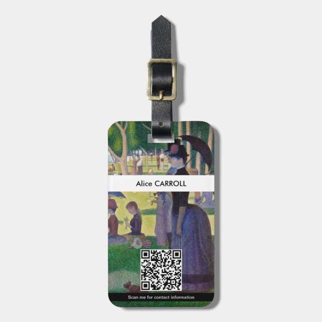 Étiquette À Bagage Seurat - Un dimanche sur La Grande Jatte - Code QR (Devant Vertical)