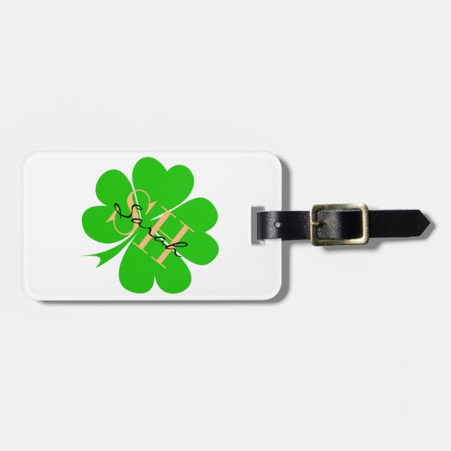 Étiquette À Bagage Shamrock & Lucky Clover feuille monogrammed / L ir (Devant horizontal)
