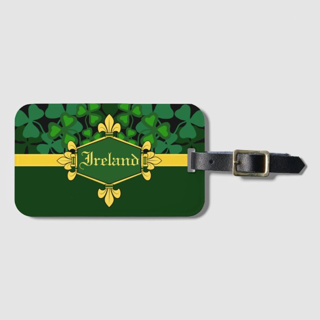 Étiquette À Bagage Shamrocks verts de l'Irlande, personnaliser avec (Devant Horizontal)