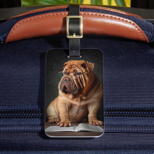 Étiquette À Bagage Shar Pei Chien intelligent avec conception de livr (Insitu Rectoal 2)