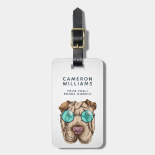 Étiquette À Bagage Sharpei dans des lunettes de soleil ajoutent