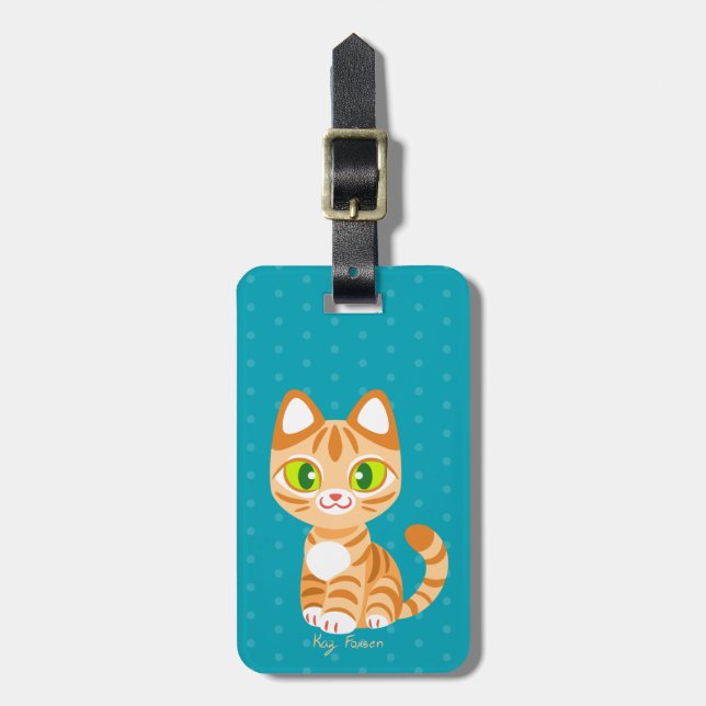 Étiquette À Bagage Sherbet l'Orange Tabby Cat (Devant Vertical)