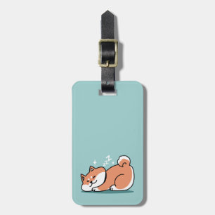 Étiquette À Bagage Shiba Inu Art : Juste un Shiba Lying Low