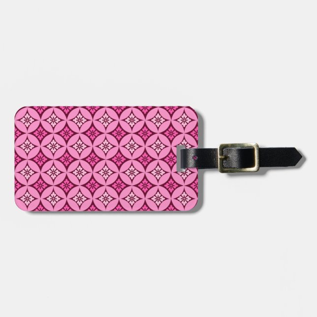 Étiquette À Bagage Shippo avec Motif Fleur, Luggag Rose et Bourgogne (Devant horizontal)