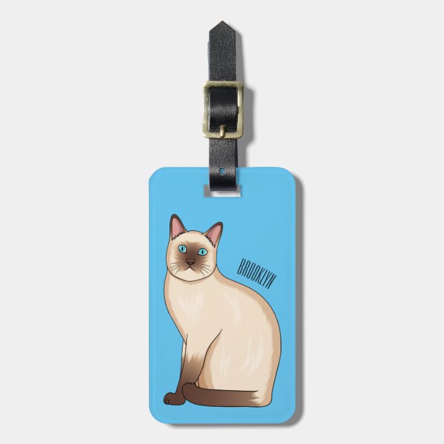 Étiquette À Bagage Siamese cat cartoon (Devant Vertical)