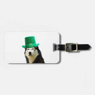 Étiquette À Bagage Sibérien Husky Chien Saint Patrick jour
