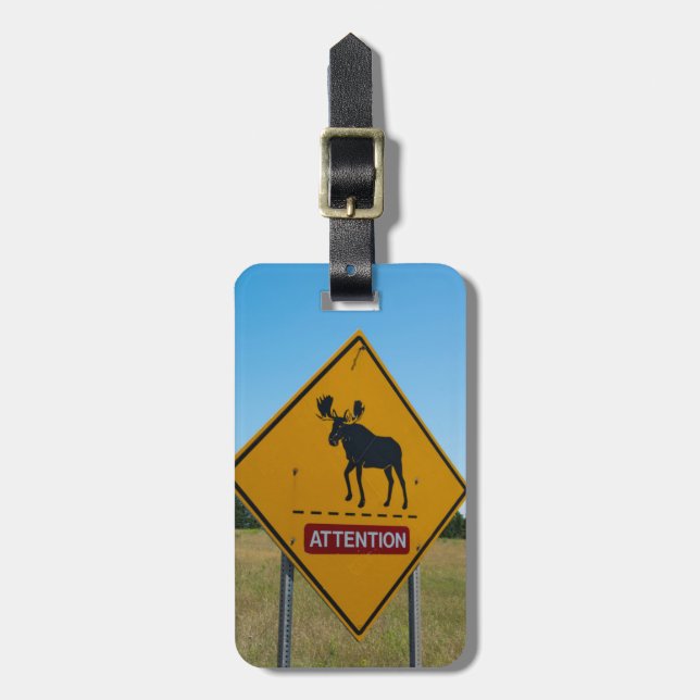 Étiquette À Bagage Signal d'avertissement de l'orignal (Devant Vertical)