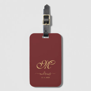 Étiquette À Bagage Signature personnalisée Bourgogne or