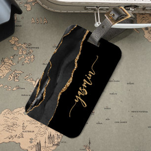 Étiquette À Bagage Signature personnalisée Porte d'or noir
