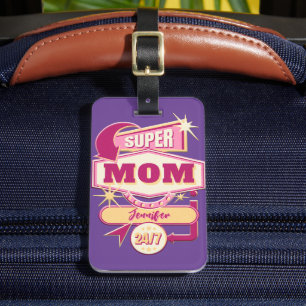 Étiquette À Bagage Signe 60s Diner Style Super Mom Diner