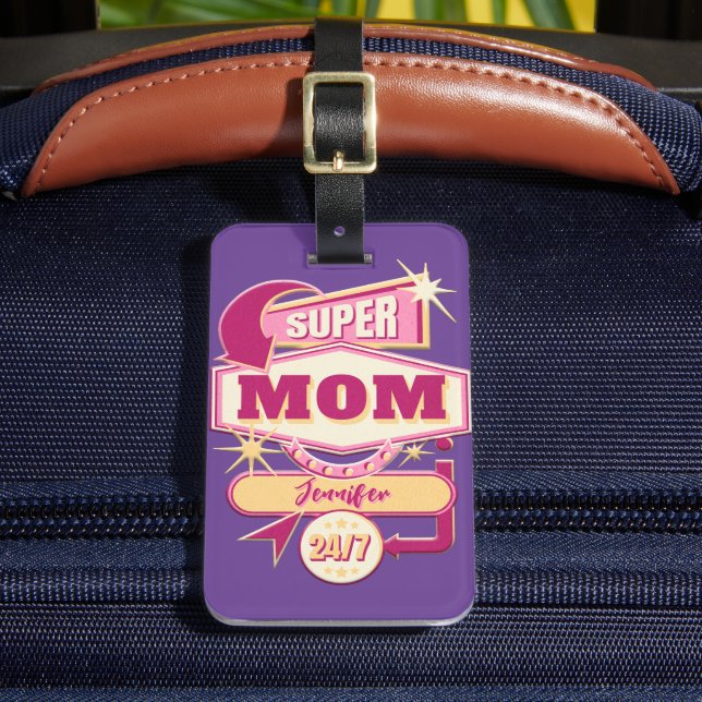 Étiquette À Bagage Signe 60s Diner Style Super Mom Diner (Insitu Rectoal 2)