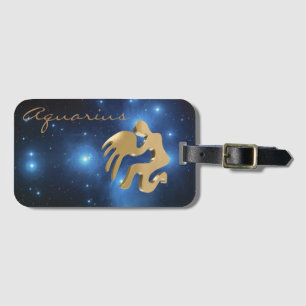 Étiquette À Bagage Signe d'or de Verseau