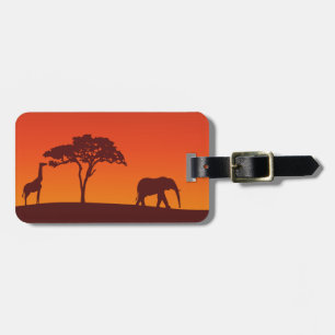 Étiquette À Bagage Silhouette africaine de safari - étiquette de