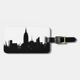 Étiquette À Bagage Silhouette blanche noire de New York
