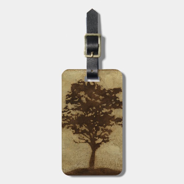 Étiquette À Bagage Silhouette d'arbre sur Arrière - plan de bronze (Devant Vertical)