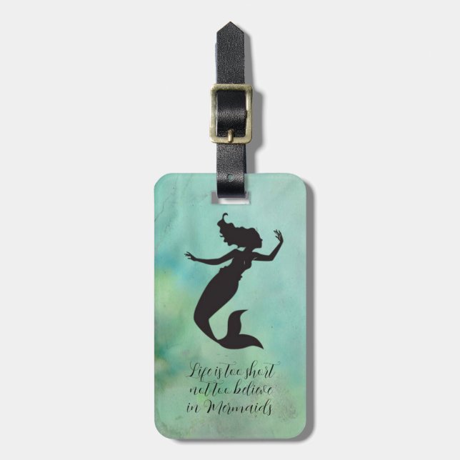 Étiquette À Bagage Silhouette de la sirène de natation - art imaginai (Devant Vertical)