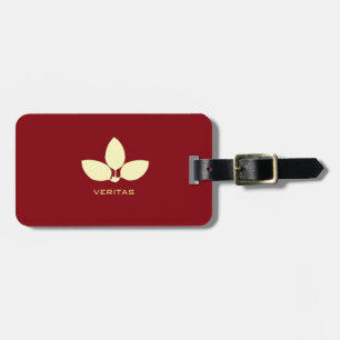 Étiquette À Bagage Silhouette de Laurel Elegant sur Rouge Bourgogne