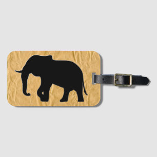 Étiquette À Bagage Silhouette éléphant noir + vos idées