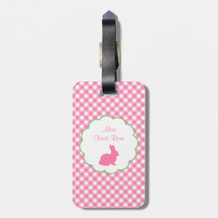 Étiquette À Bagage Silhouette rose de lapin