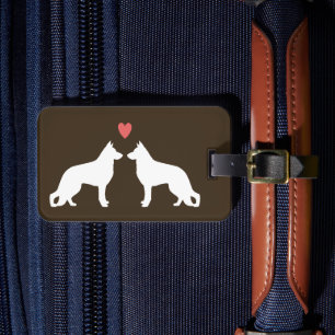 Étiquette À Bagage Silhouettes de Berger Allemand avec Cœur