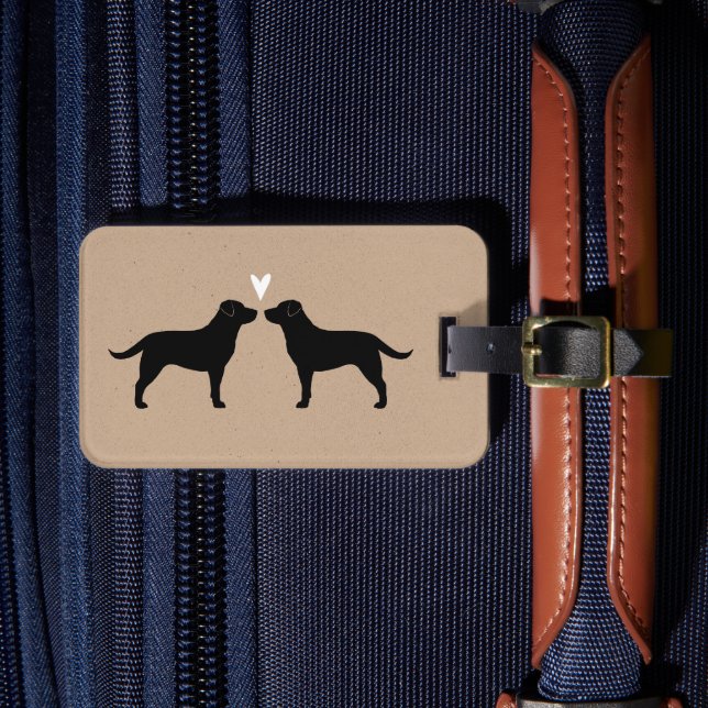 Étiquette À Bagage Silhouettes du Labrador noir avec coeur (Insitu Rectoal 4)