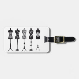 Étiquette À Bagage Silhouettes vintages de mannequins de mode