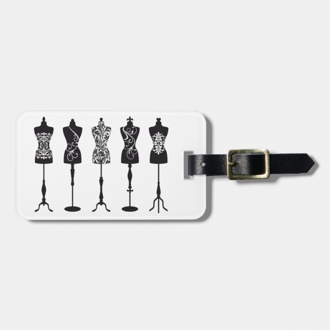 Étiquette À Bagage Silhouettes vintages de mannequins de mode (Devant horizontal)